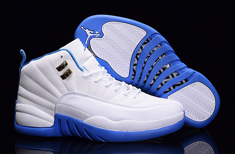 Classic Air Jordan 12 White Blue Shoes